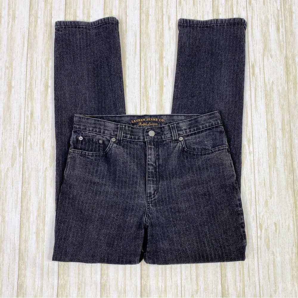 Vintage Lauren Ralph Lauren Black Striped Denim Straight Leg Jeans